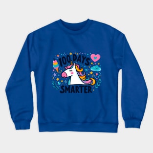 100 days smarter, colorful cute unicorn Crewneck Sweatshirt